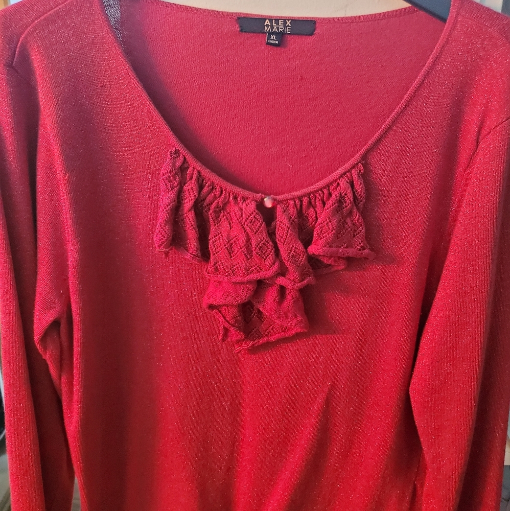 Just in time for 🎄 Christmas- Alex Marie Size XL sparkly red sweater